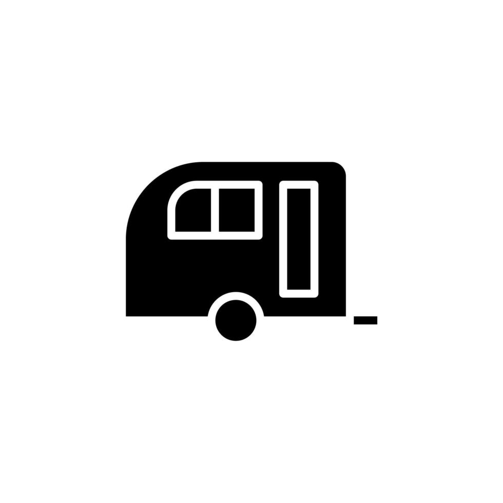 Caravan, Camper, Travel Solid Icon Vector Illustration Logo Template. Suitable For Many Purposes.