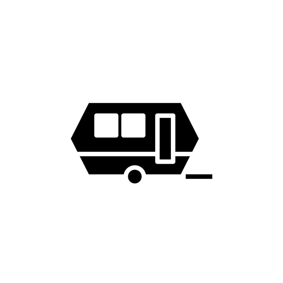 Caravan, Camper, Travel Solid Icon Vector Illustration Logo Template. Suitable For Many Purposes.