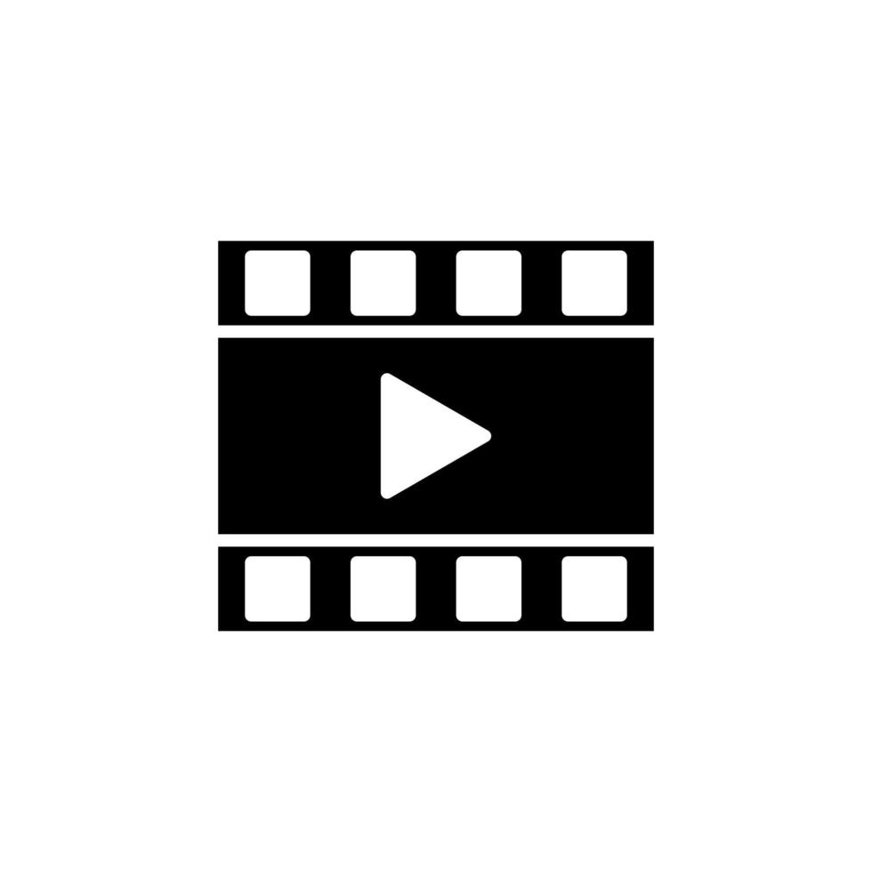 video, reproducción, película, reproductor, plantilla de logotipo de ilustración de vector de icono sólido de película. adecuado para muchos propósitos.