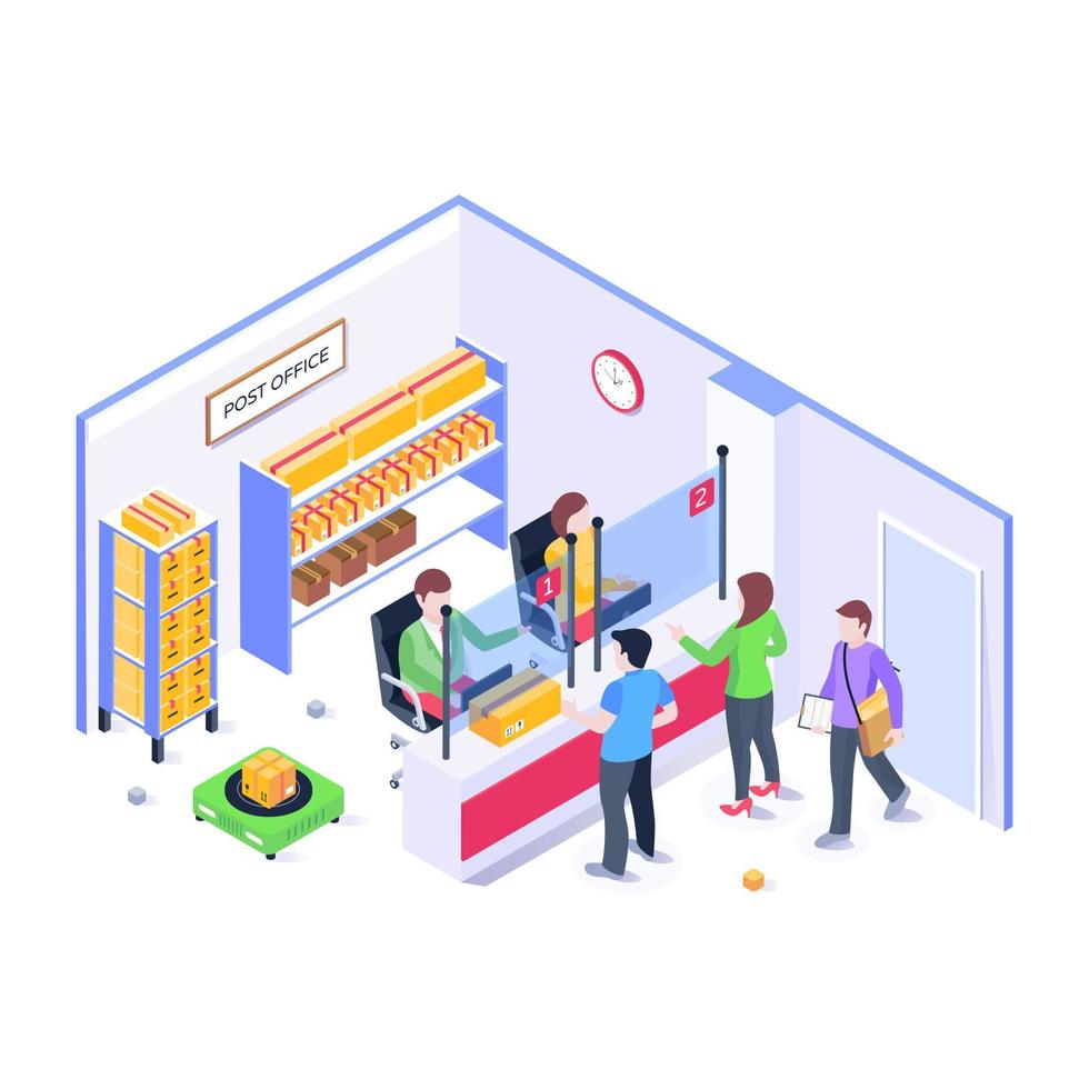A fresh food market selling fruits and vegetables, isometric illustration vector