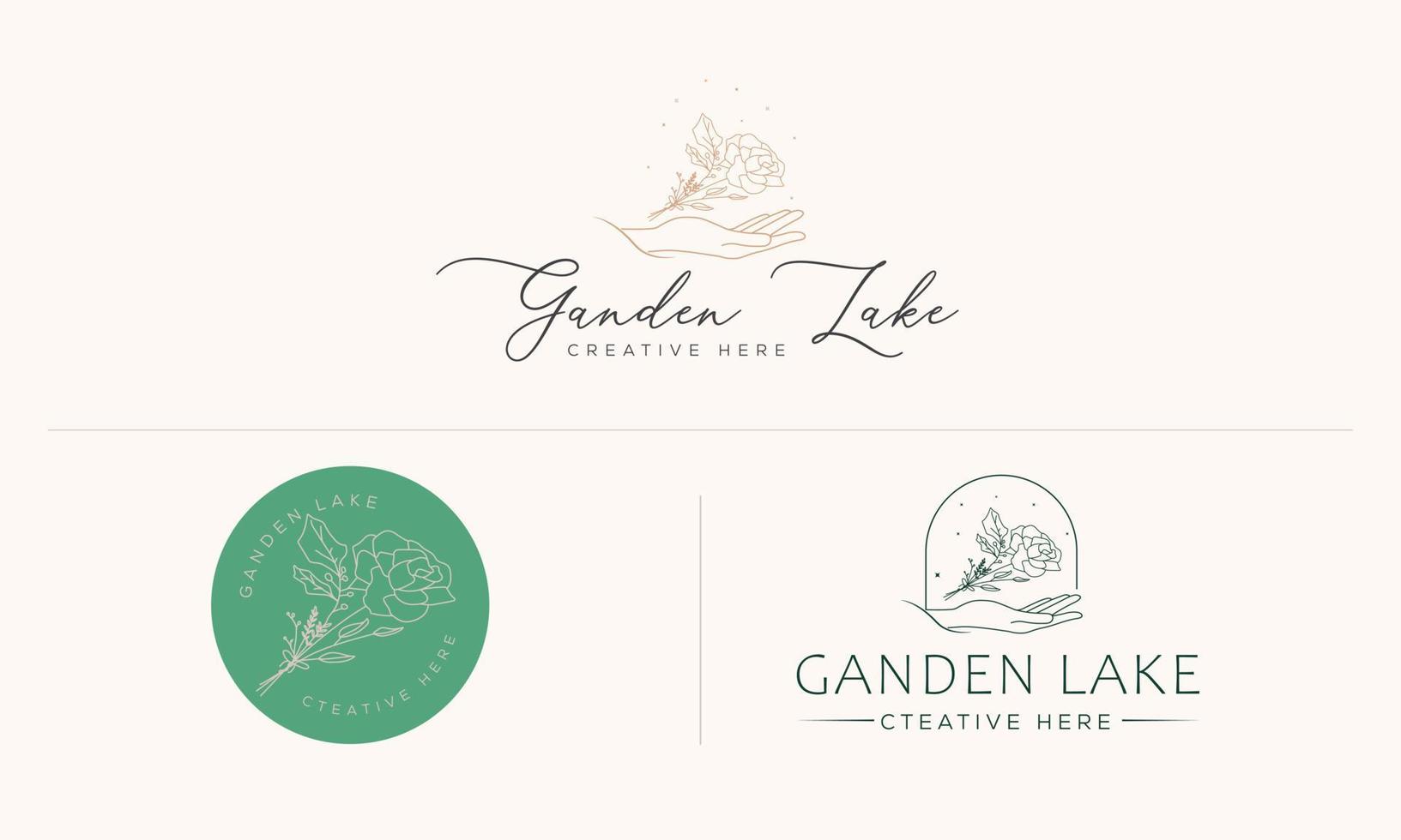 Set of Botanical Floral element Hand Drawn Logo with Wild Flower and Leaves. Logo for spa and beauty salon, boutique, organic shop, wedding, floral designer, interior, photography, cosmetic. vector
