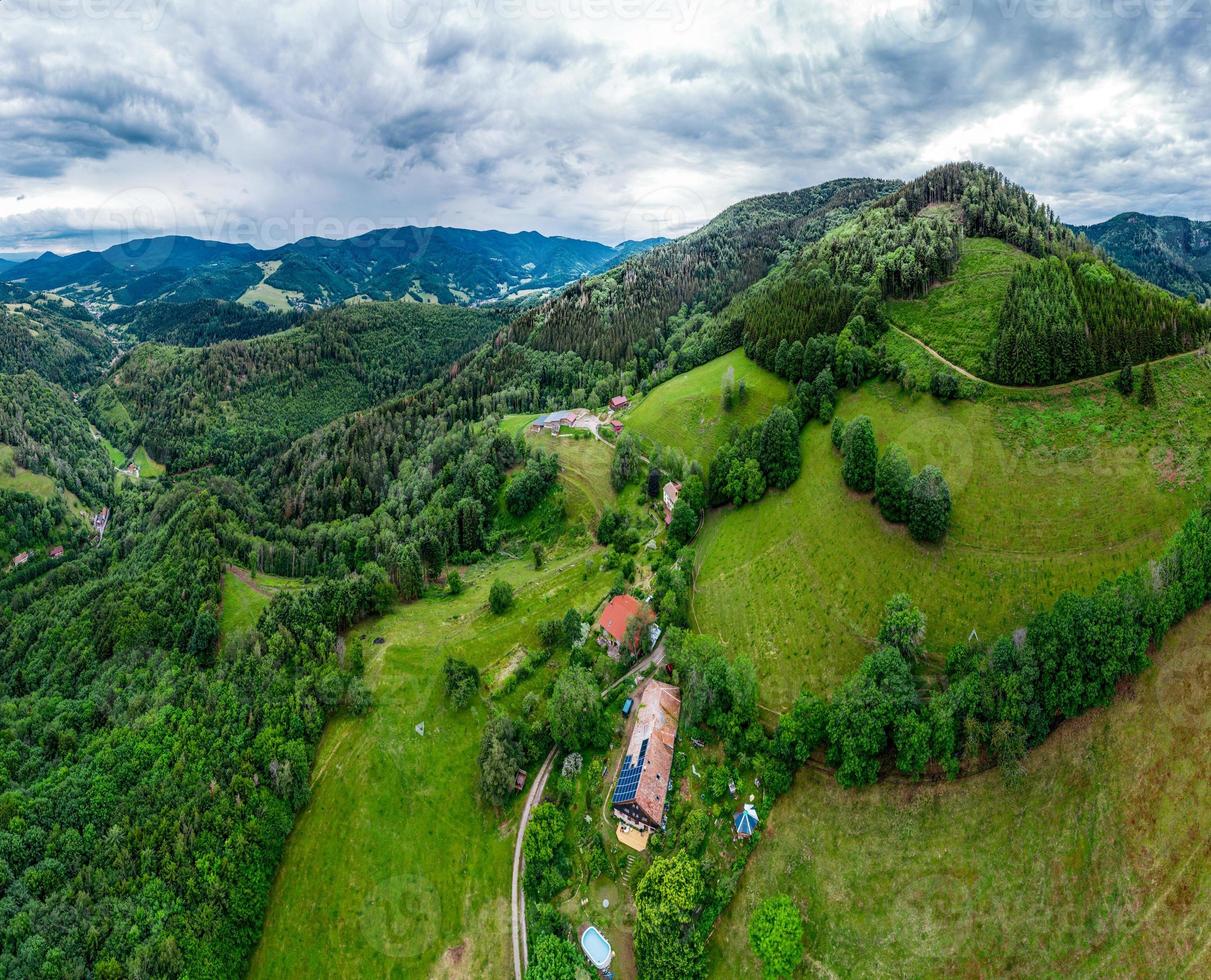 Stunning beautiful aerial view of the Vosges mountain range in Alsace. photo