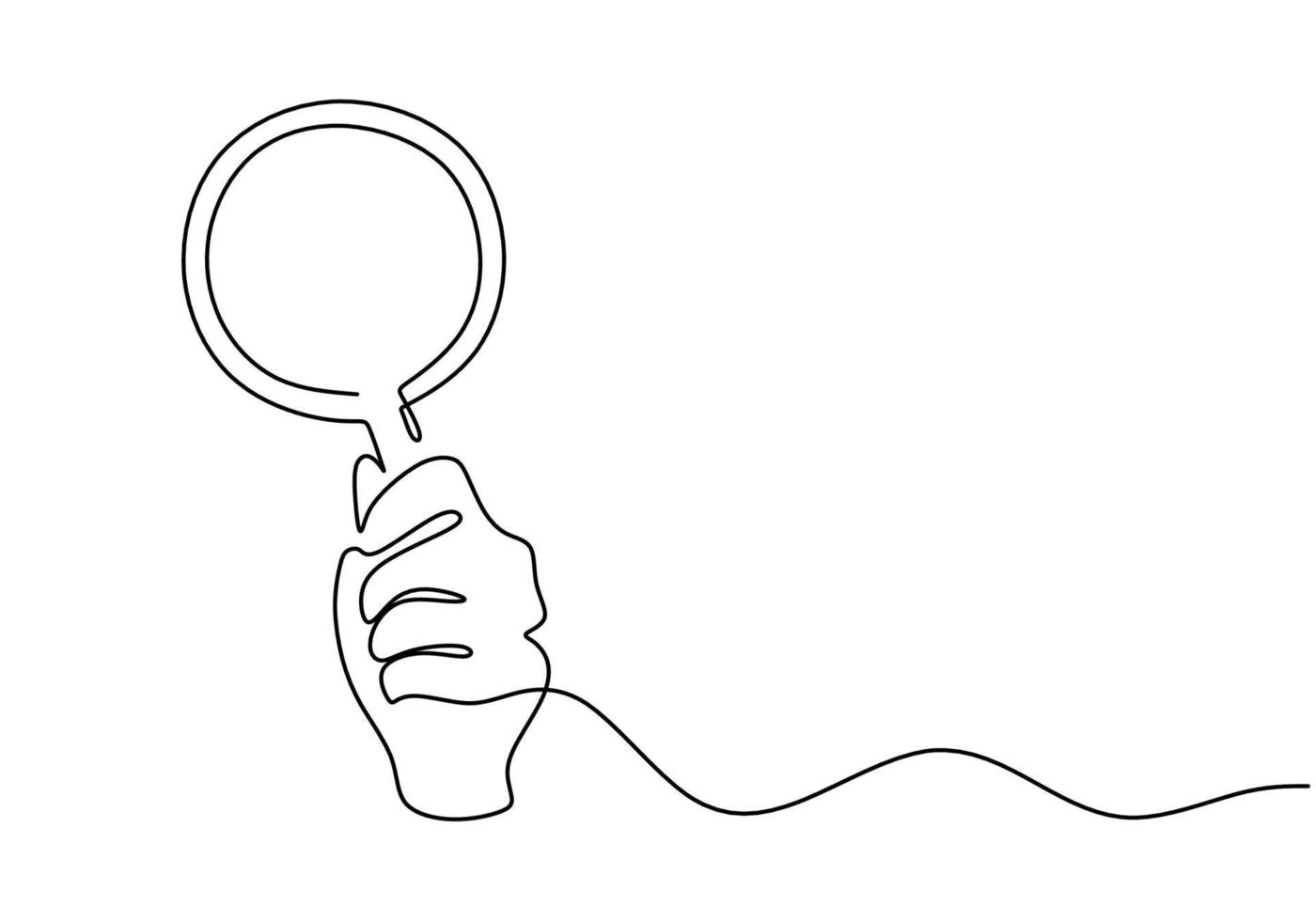 Continuous one single line of hand holding magnifying glass vector