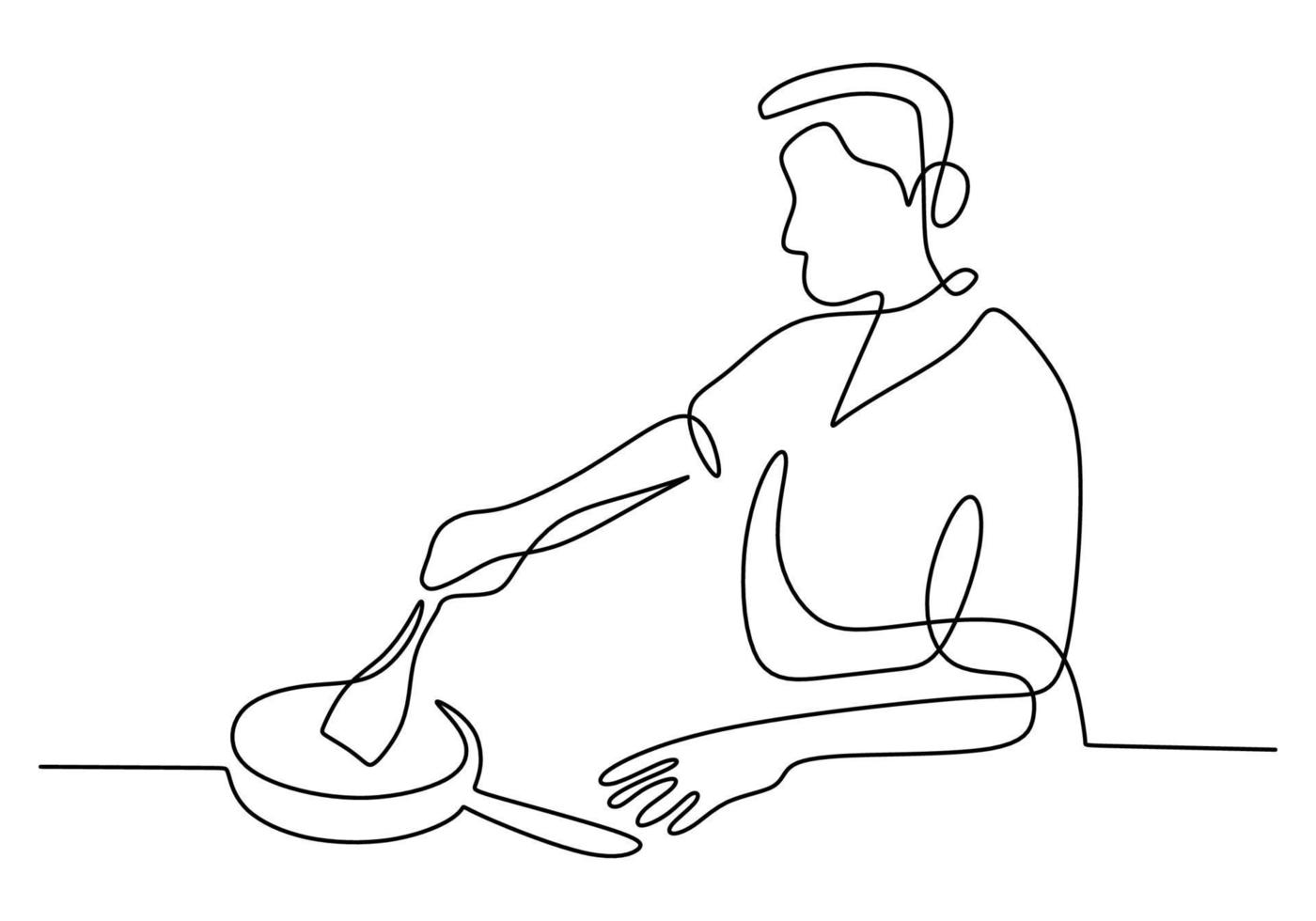 Continuous one single line of man chef cooking vector