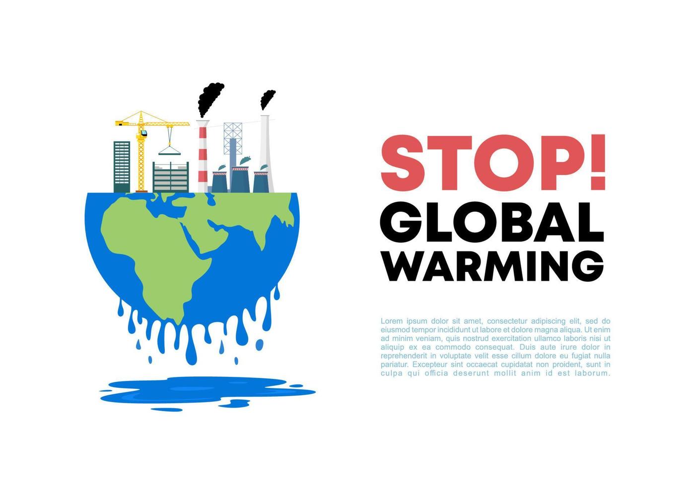 Stop global warming background banner poster for climate change vector