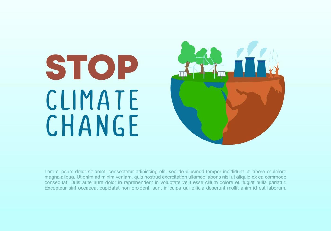 Stop climate change background for nature promotion to save earth vector