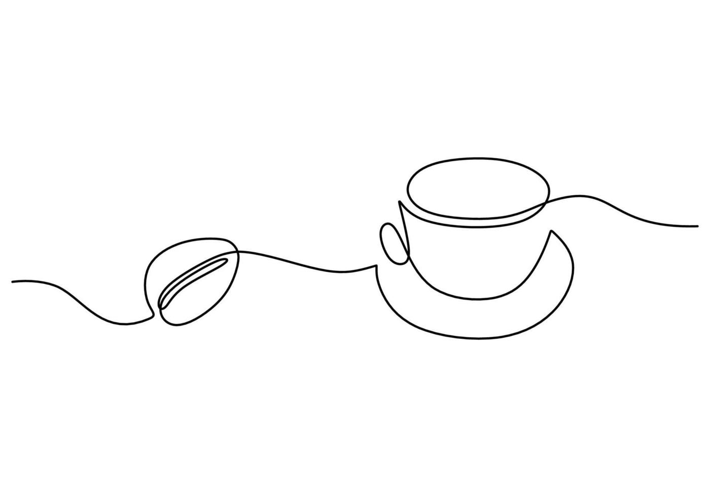 Continuous one single line of coffee bean and a cup of coffee vector