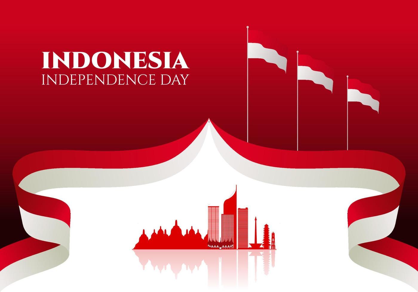 día de la independencia de indonesia para la celebración nacional el 17 de agosto. vector