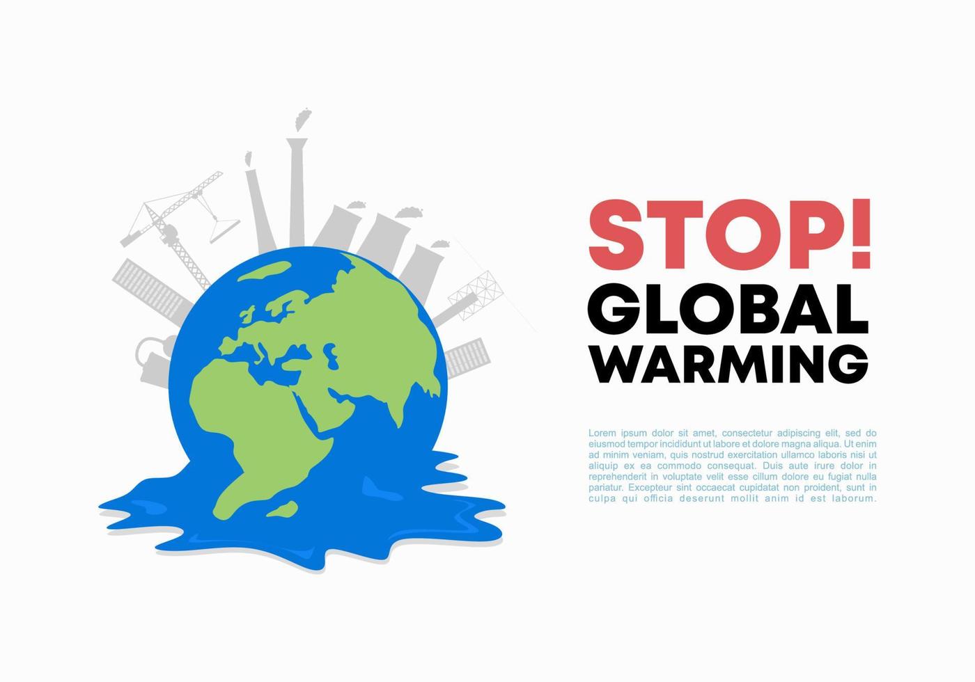 Stop global warming background banner poster for climate change vector