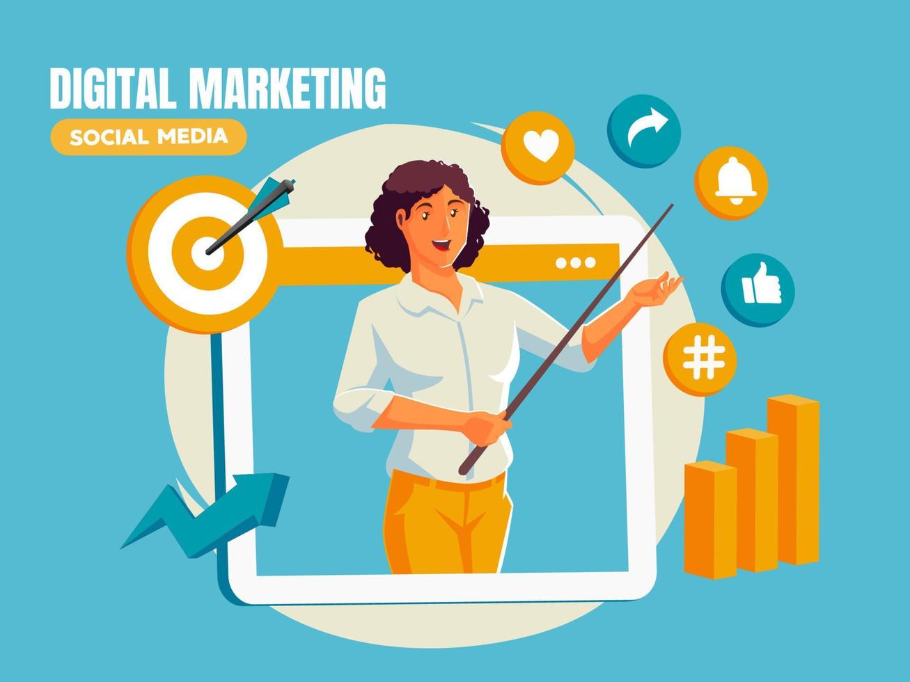 a woman providing digital marketing training vector