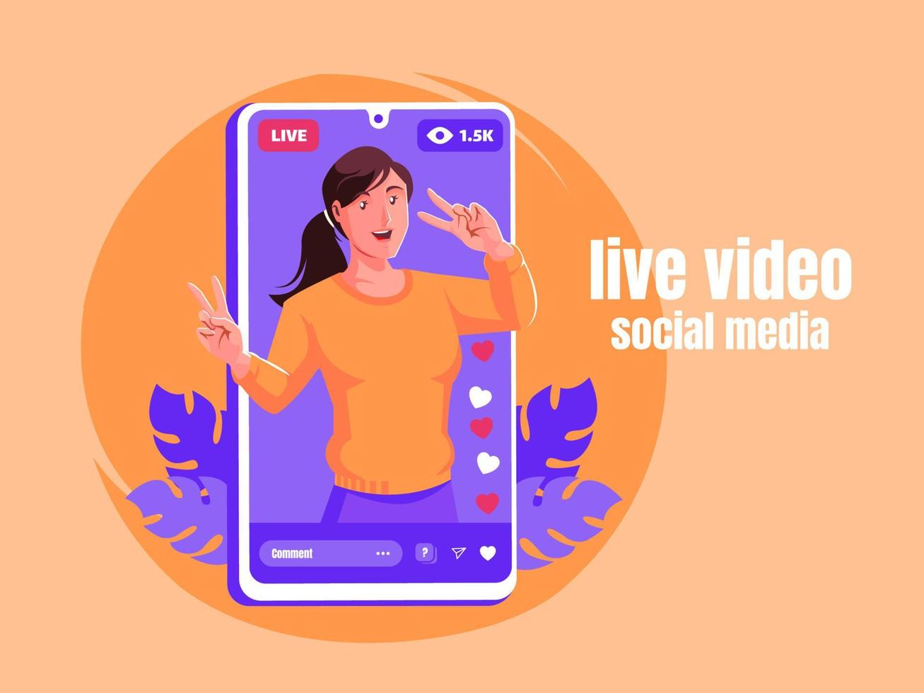 woman video live greeting fans vector