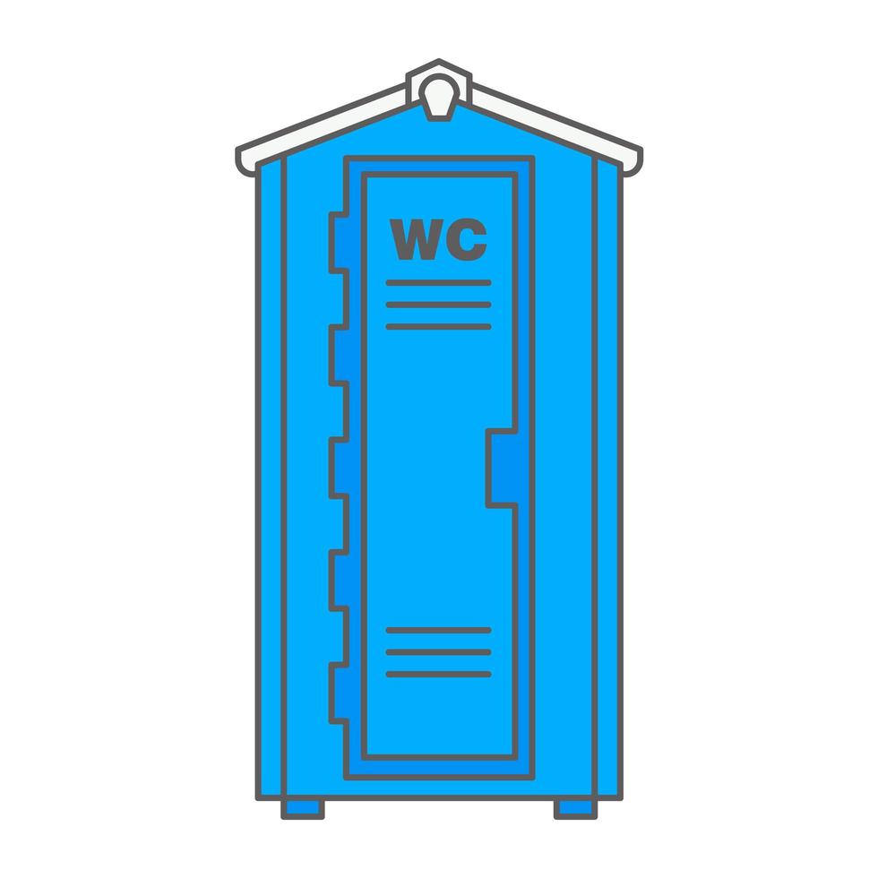 Mobile portable bio toilet icon. Front view. Blue plastic closet WC. Vector illustration
