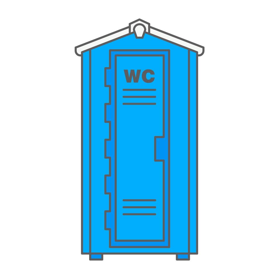 Mobile portable bio toilet icon. Front view. Blue plastic closet WC. Vector illustration