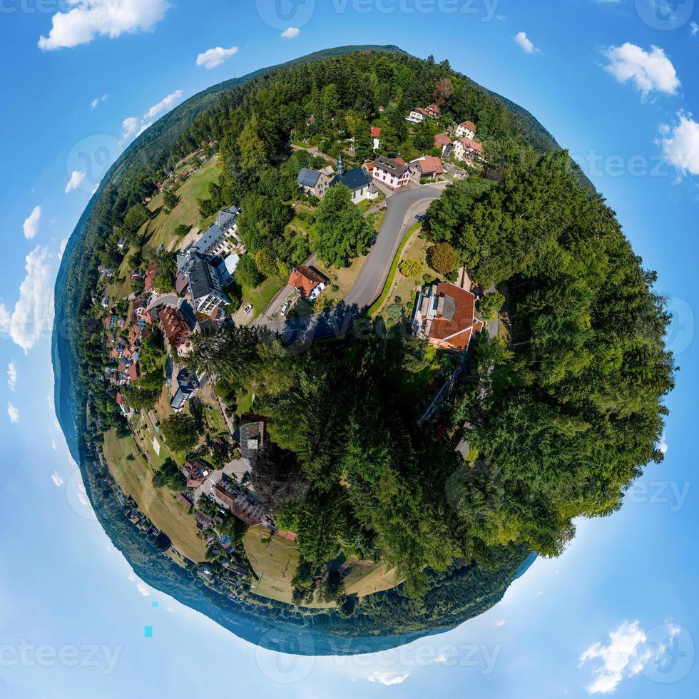 Abstract image of a small planet. Taken from the drone. Circular panorama. photo