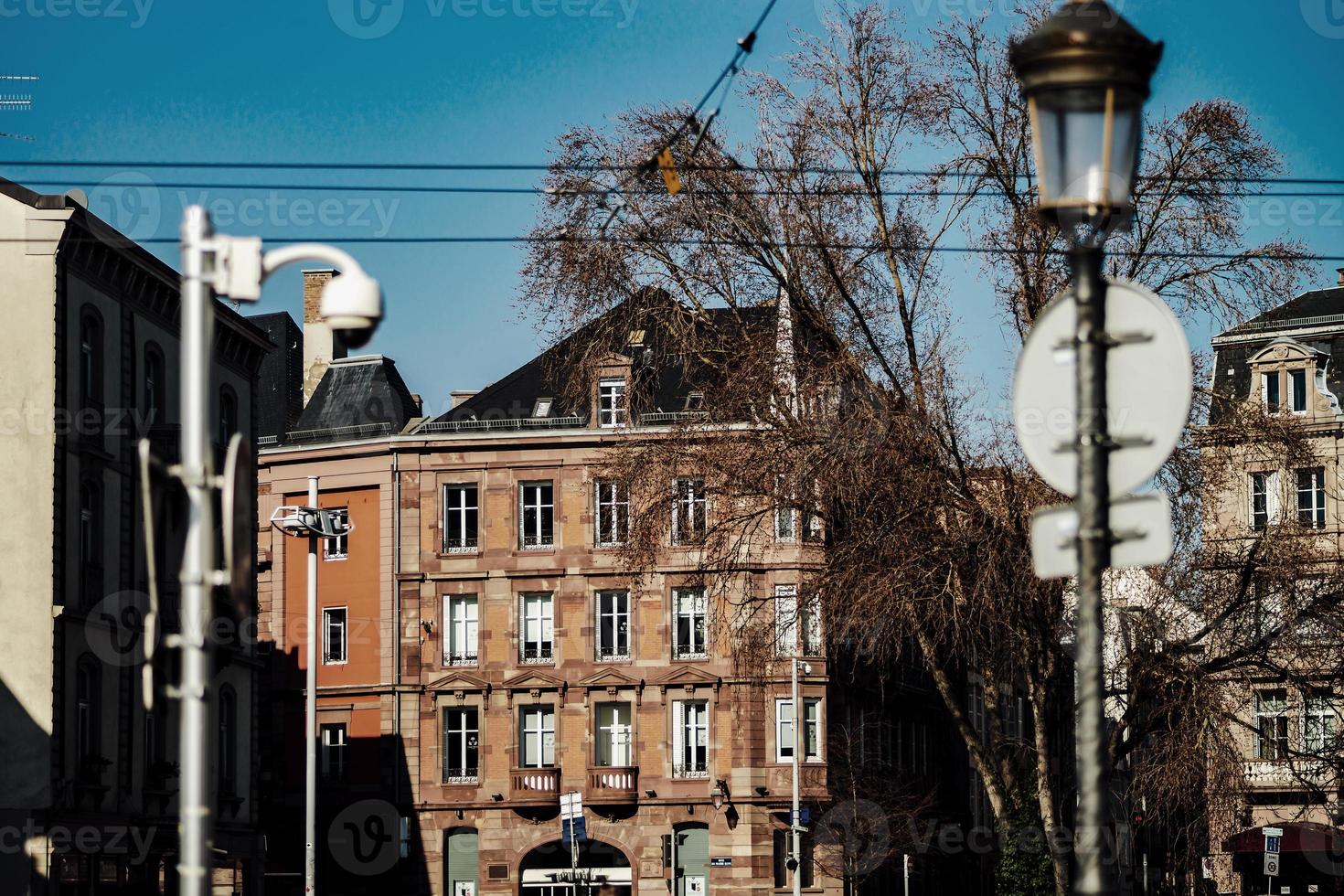 Simple street view of Strasbourg, first sunny day of february photo