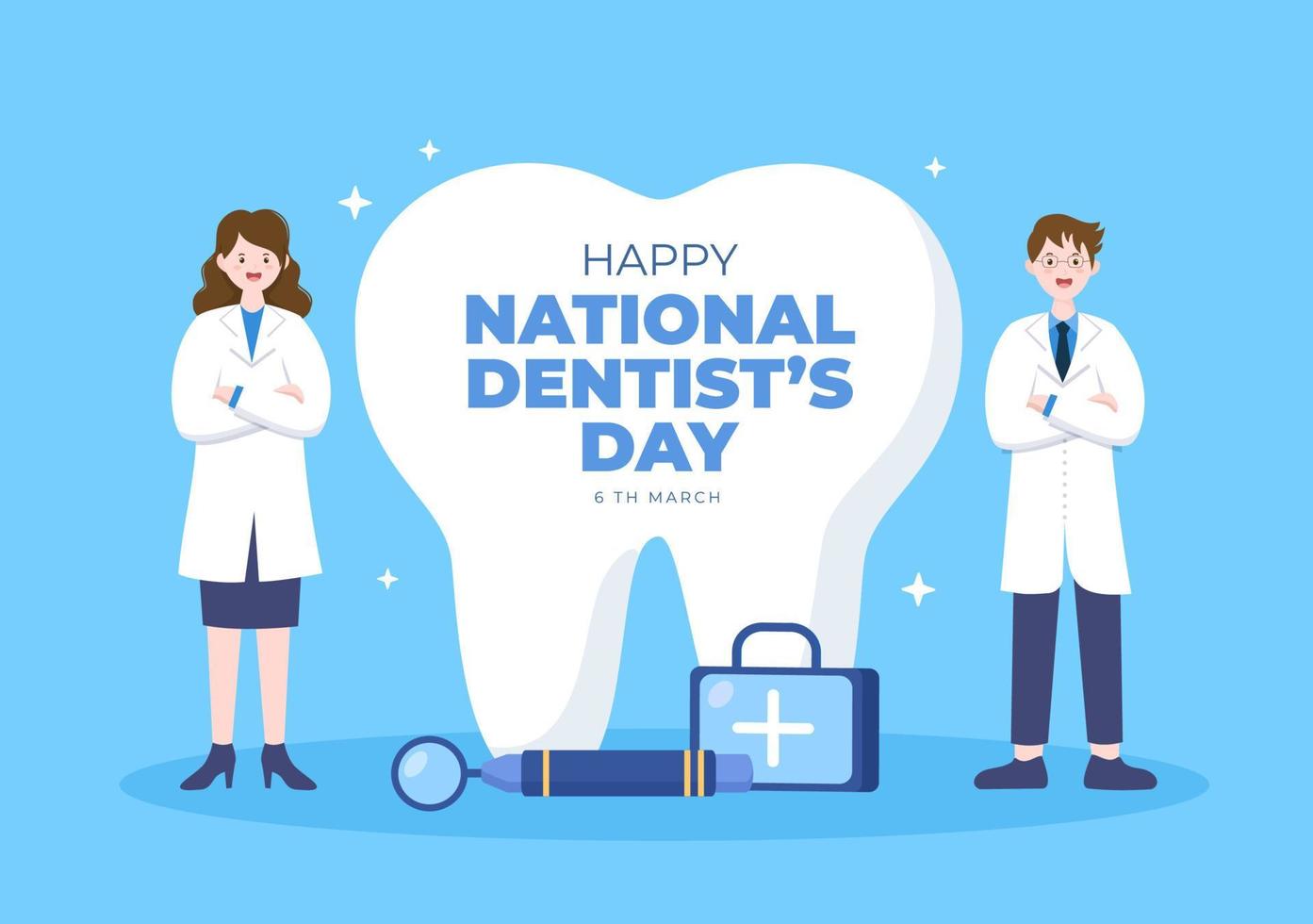 World Dentist Day with Tooth and Dentistry to Prevent Cavities and Healthcare in Flat Cartoon Background Illustration Suitable for Poster or Banner vector