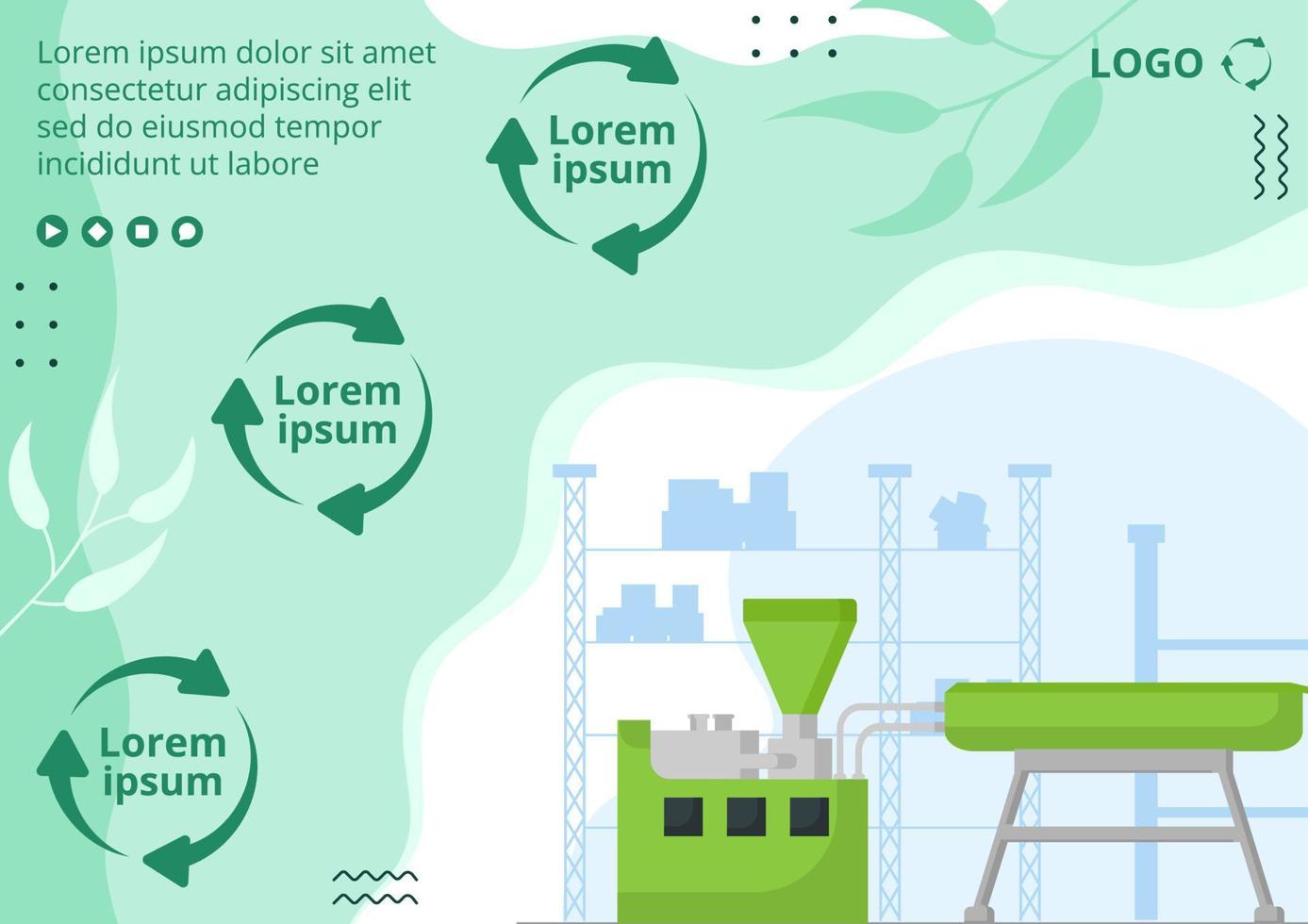 proceso de reciclaje con plantilla de folleto de basura ilustración plana editable de fondo cuadrado adecuado para redes sociales o anuncios web en Internet vector