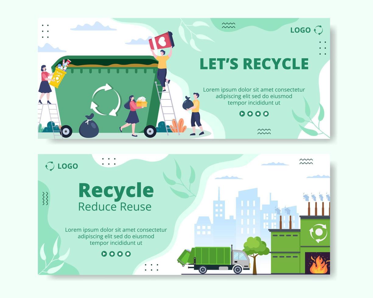 Recycle Process with Trash Banner Template Flat Illustration Editable of Square Background Suitable for Social media or Web Internet Ads vector