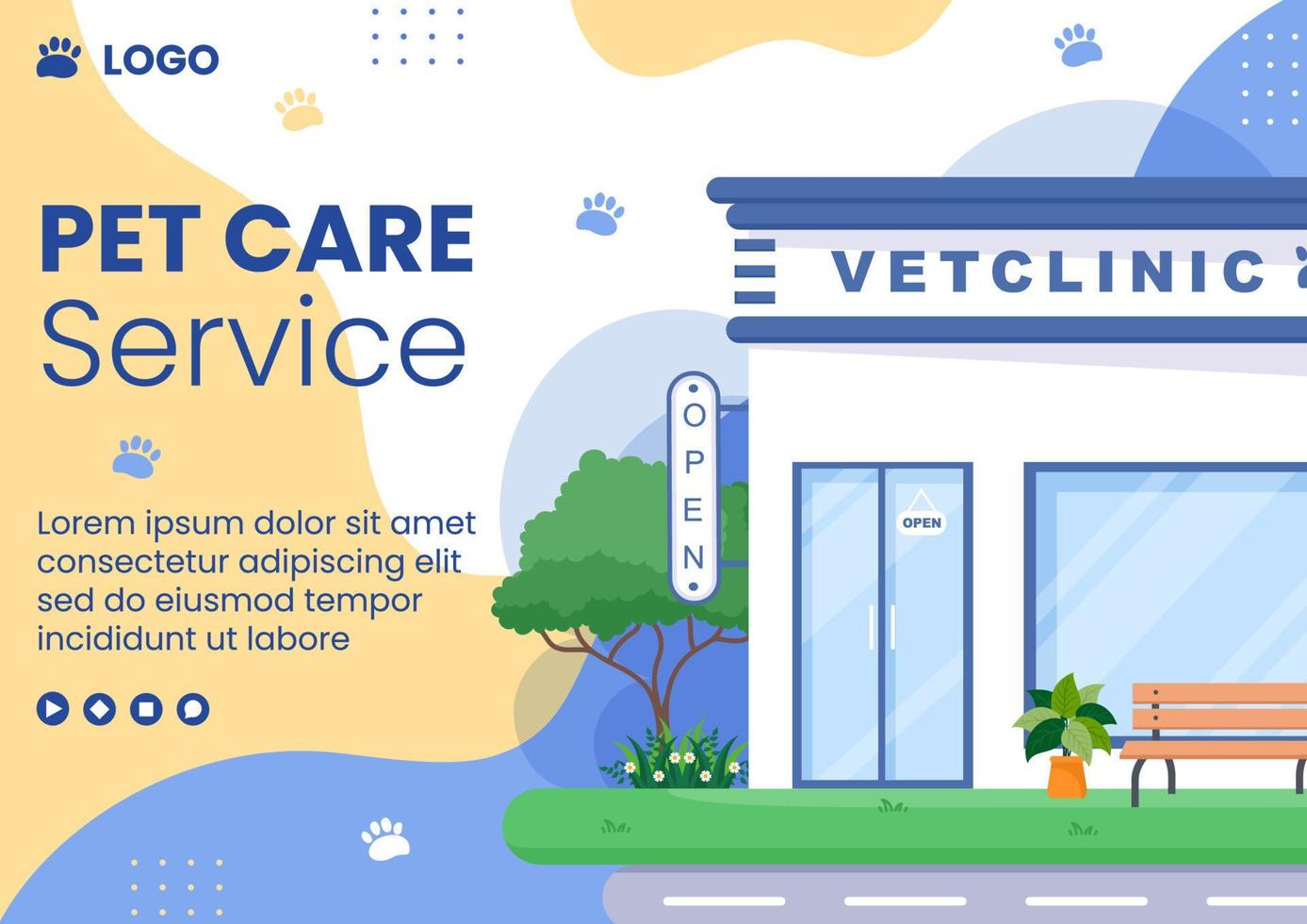 Pet Grooming and Animal Clinic Brochure Template Flat Illustration Editable of Square Background Suitable for Social Media, Greeting Card and Web Internet Ads vector