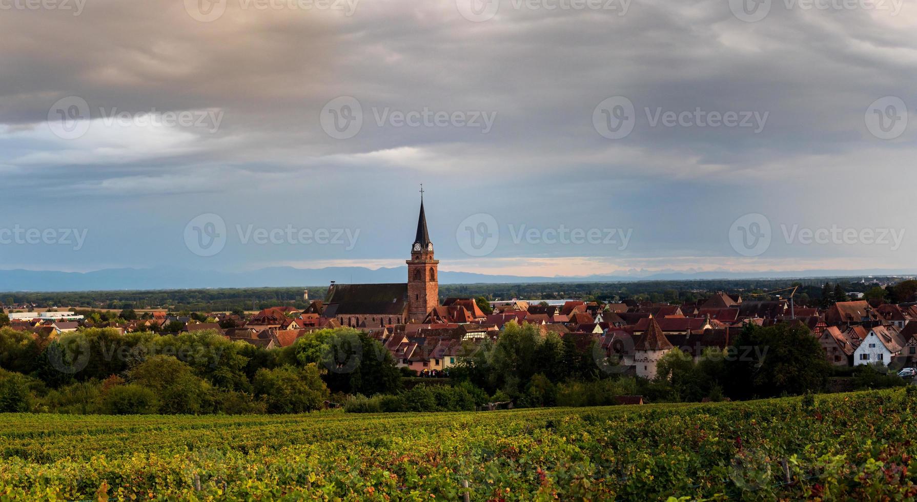 Rainbow after the rain over the lovely villages of Alsace photo