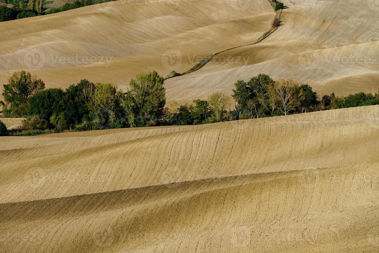 vista abstracta de las colinas amarillas y marrones de la toscana, otoño foto