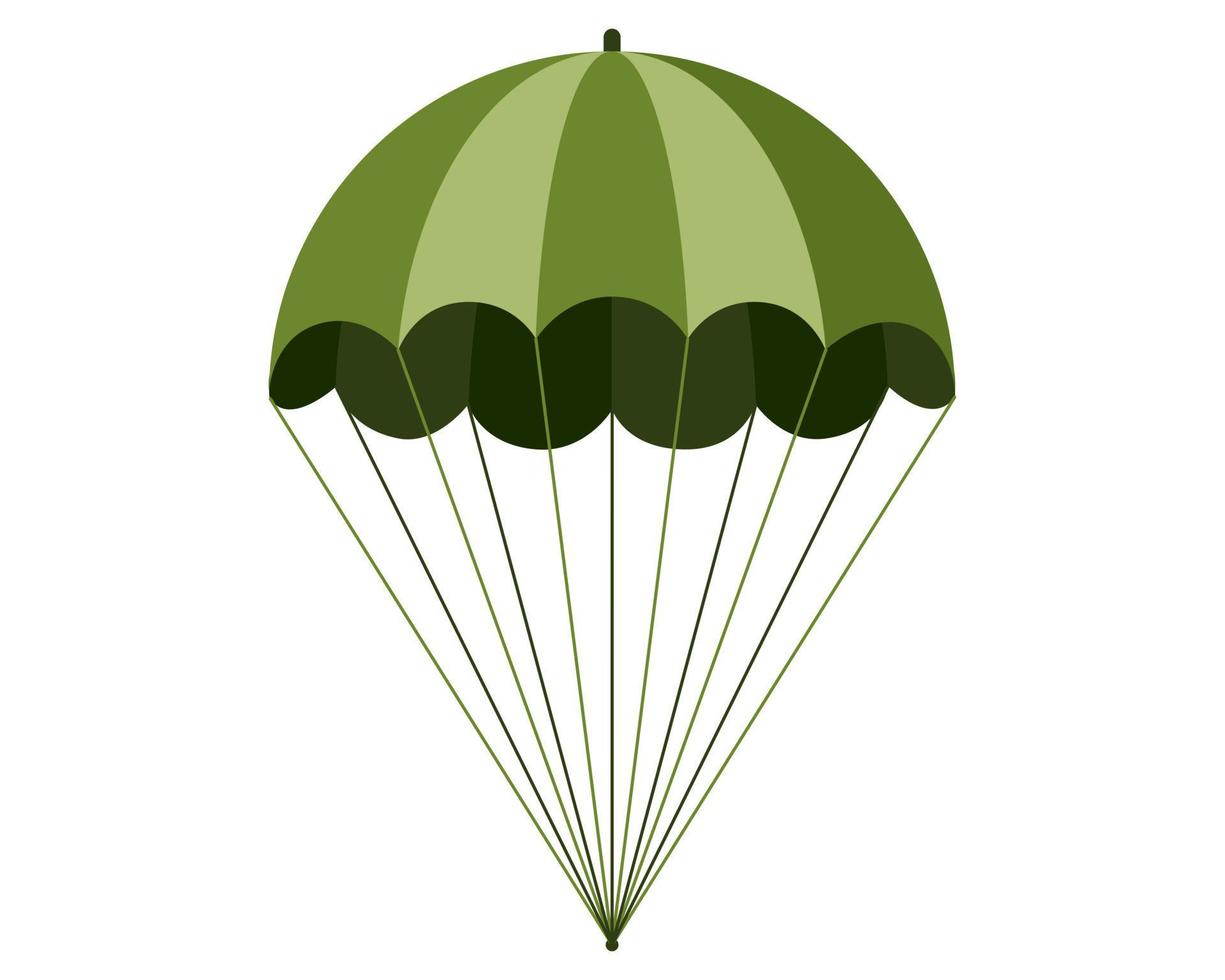 Military green khaki parachute for airborne forces soldier. vector