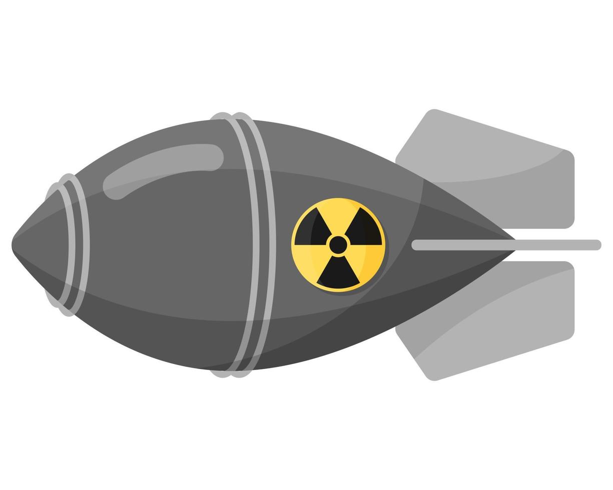 bomba nuclear o atómica gris o ojiva con icono de signo de radiación. Armas de destrucción masiva. vector