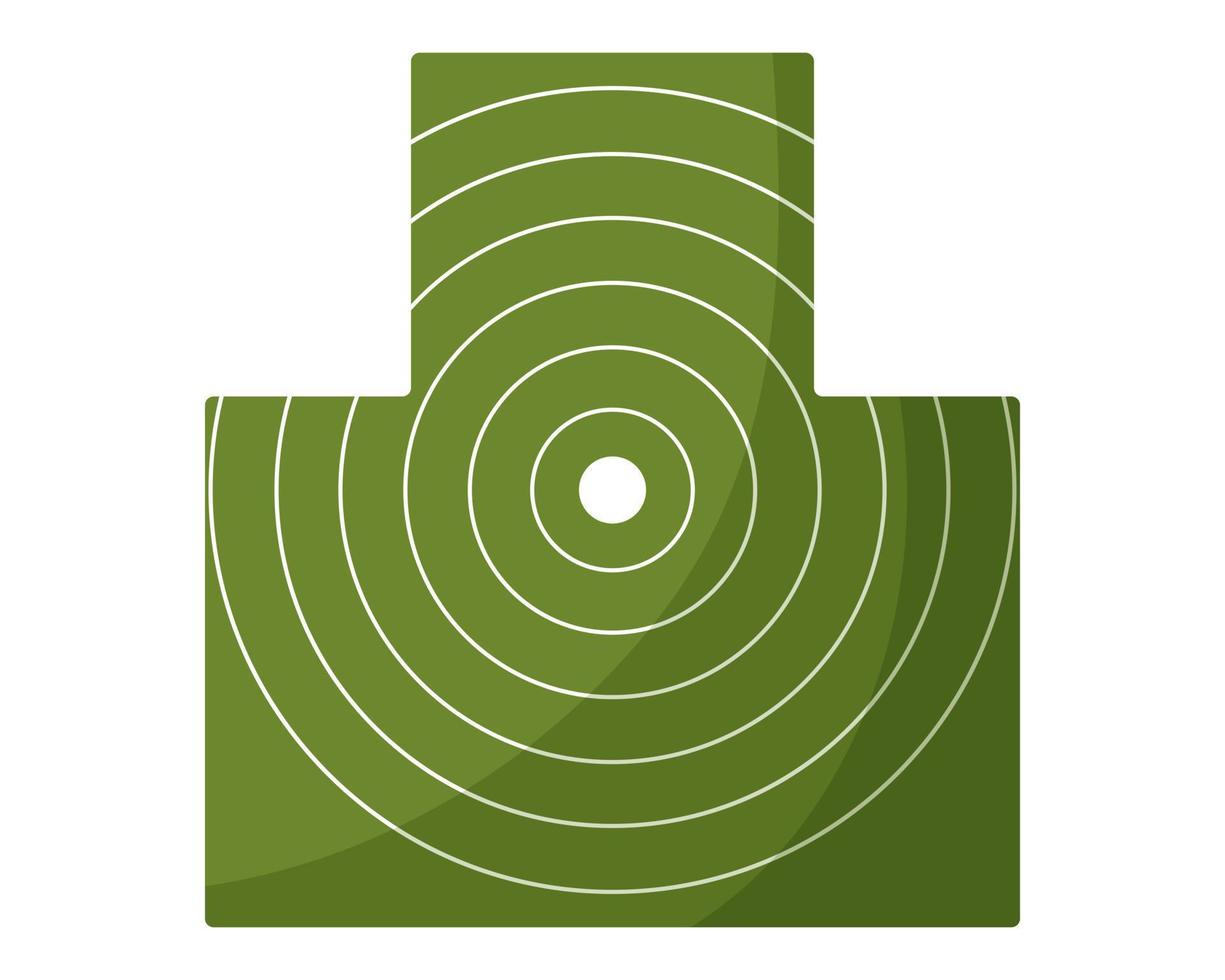 Green gun shooting targets or aiming target in front view. Goal achieve concept vector