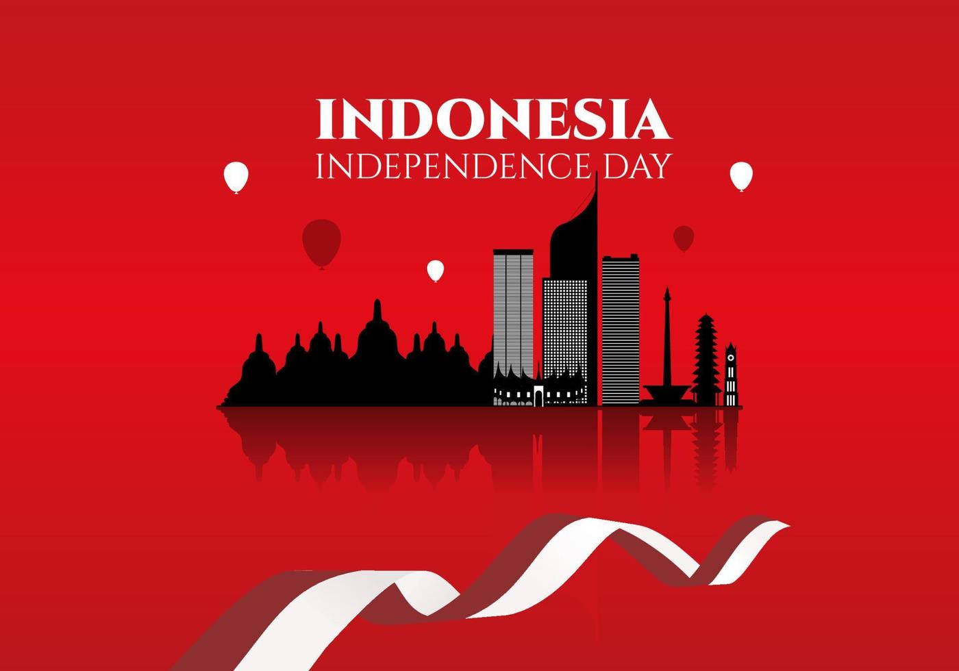 día de la independencia de indonesia para la celebración nacional el 17 de agosto. vector