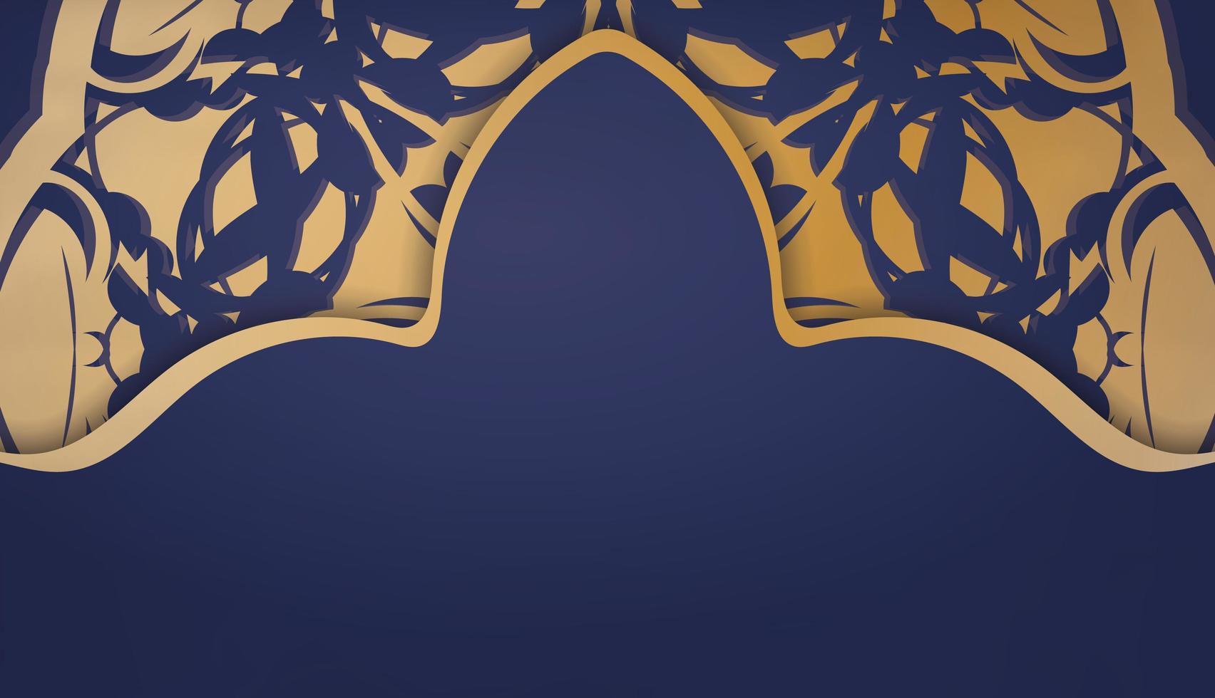 pancarta azul oscuro con lujoso diseño dorado y espacio para logotipo o texto vector