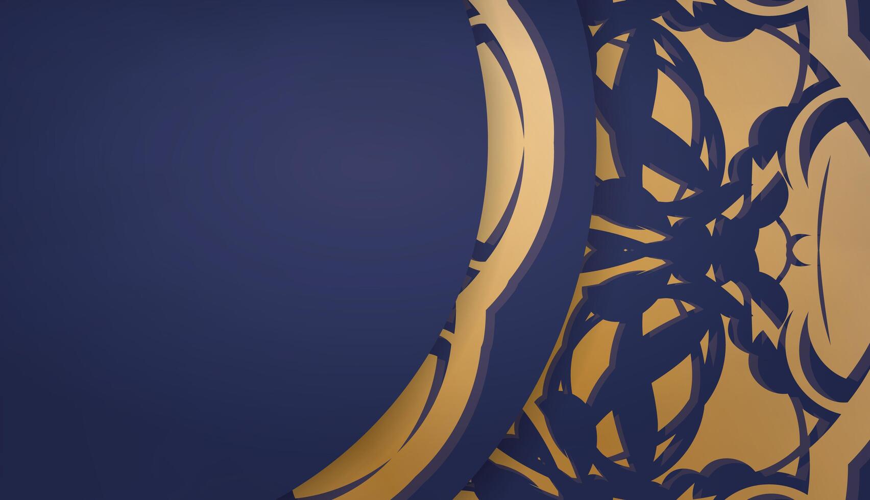 A blue and gold background with a circular design vector