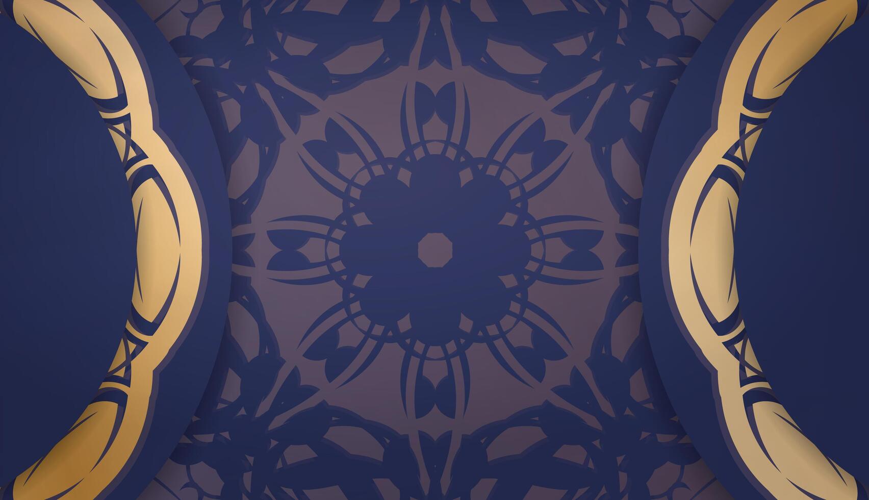 A blue and gold background with a floral pattern vector