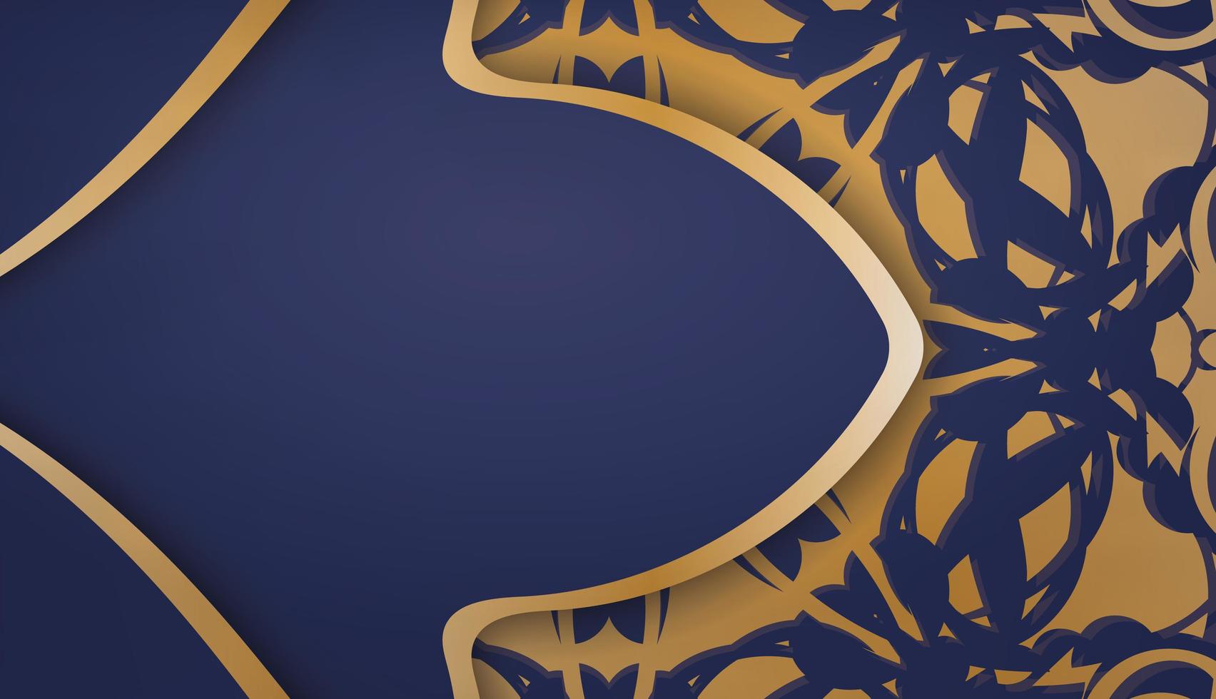 Dark blue banner with vintage gold pattern for design under your logo vector