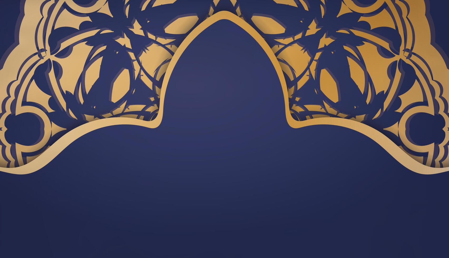 Golden oriental pattern on blue background vector