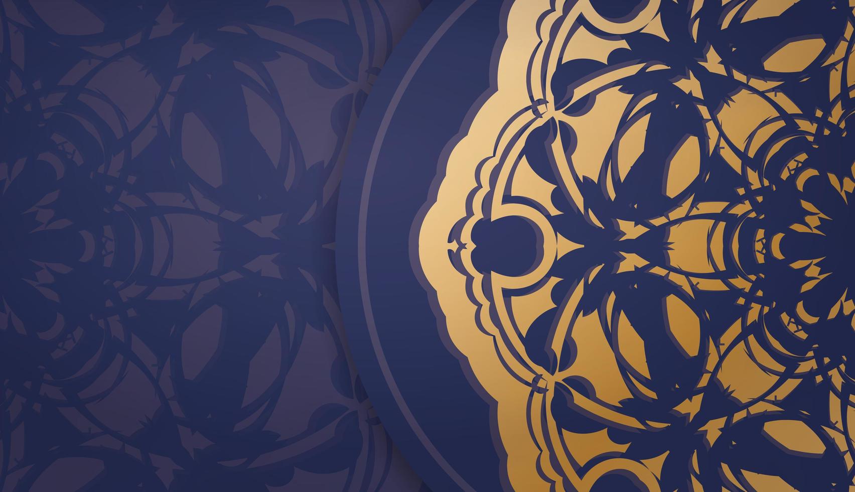 banner azul oscuro con adornos de oro indio para el diseño bajo su logo o texto vector