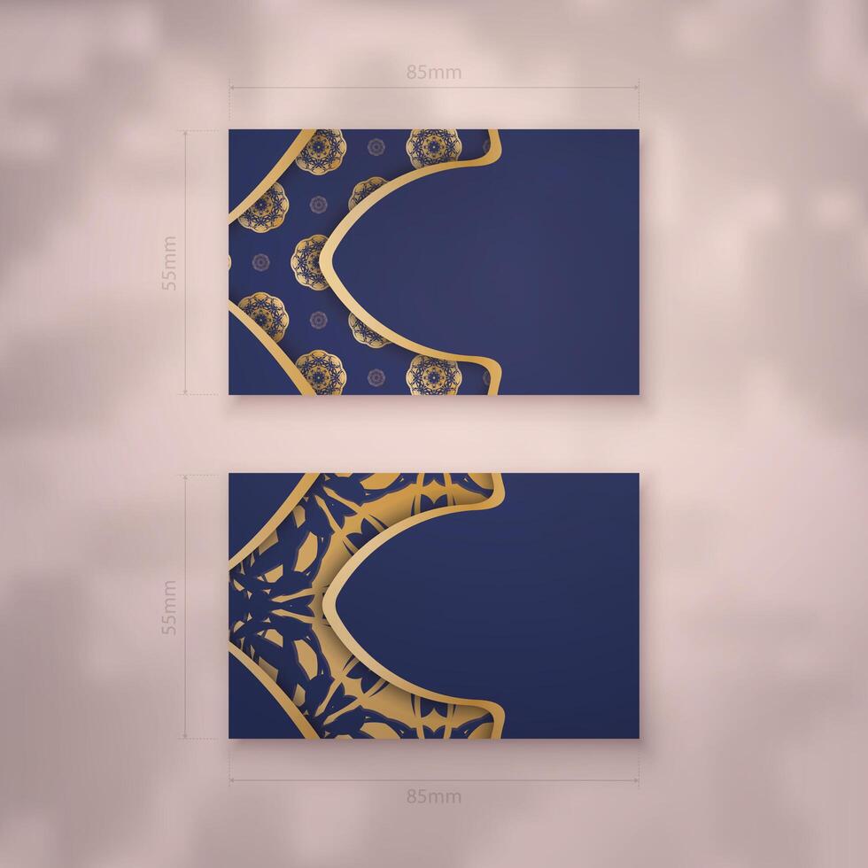 Two business cards with gold and blue designs vector