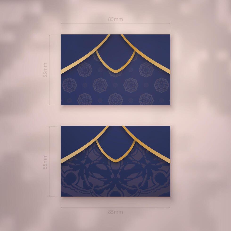 Two business cards with blue and gold designs vector