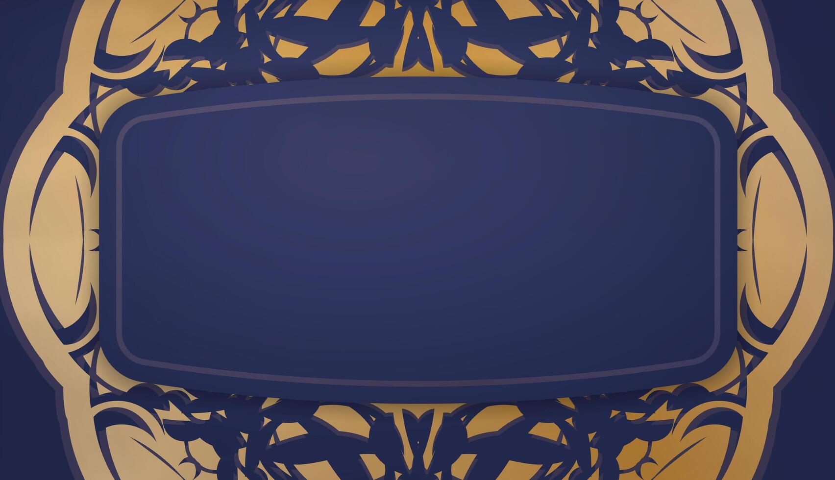 Dark blue banner with Indian gold pattern and place for logo or text vector