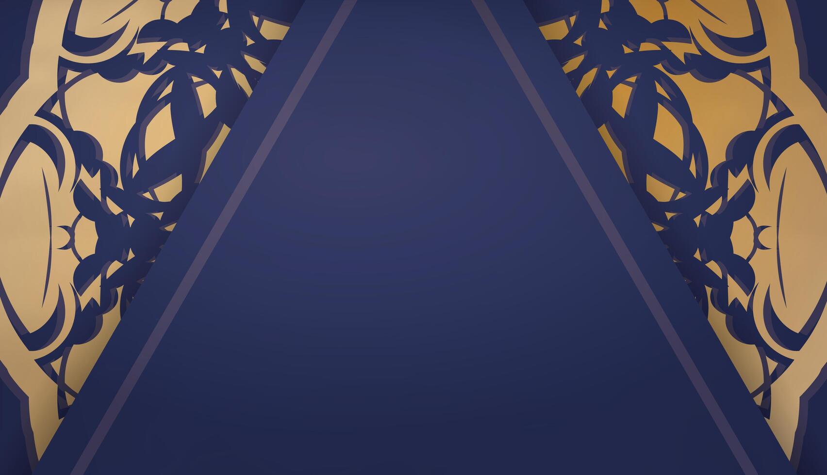 banner azul oscuro con un patrón de oro indio para el diseño del logotipo vector