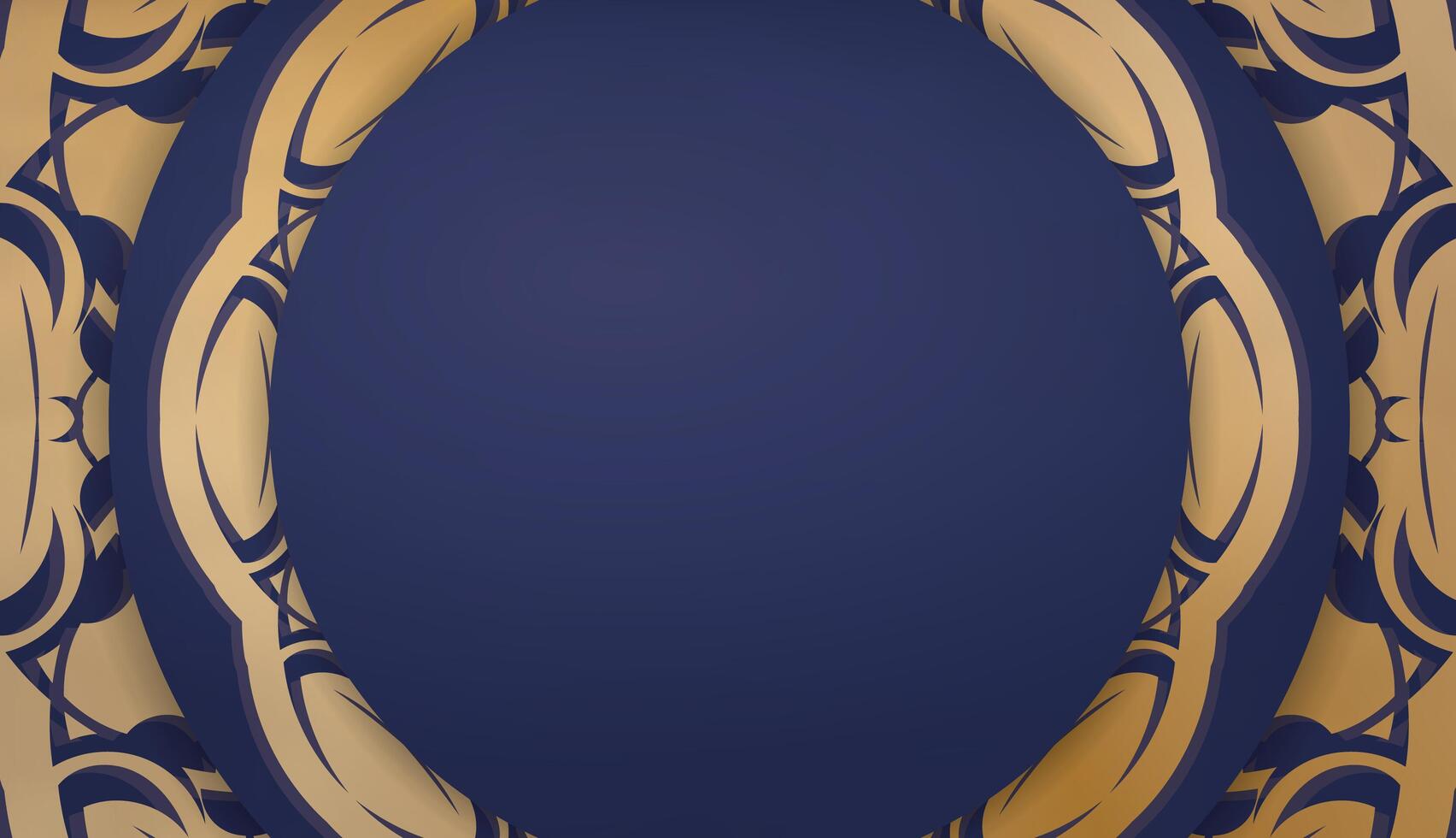 An ornate blue and gold frame with a circular design vector