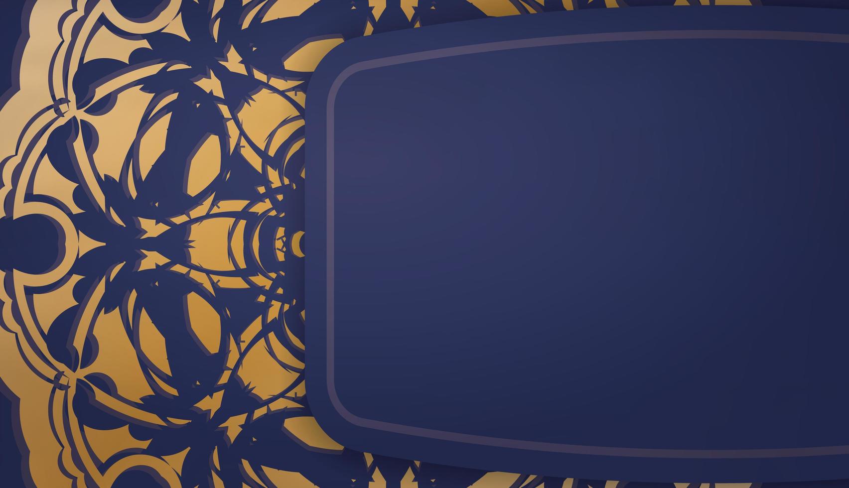 Dark blue banner with abstract gold ornament for design under your logo or text vector