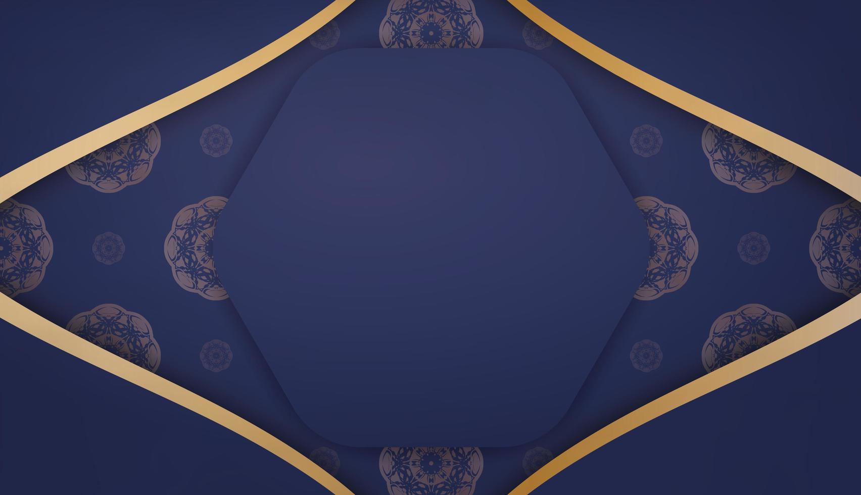 Dark blue banner with luxurious gold ornaments and a place for your logo vector