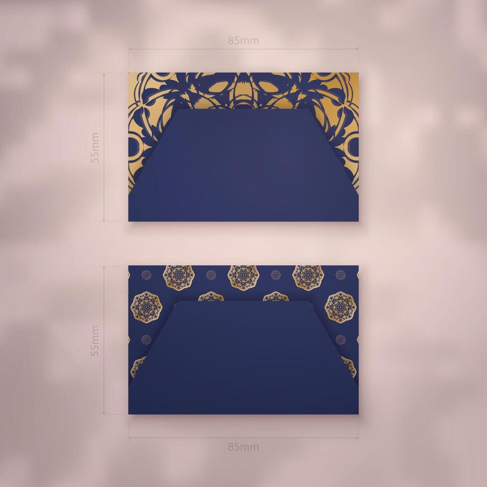 Two blue and gold envelopes with floral designs vector