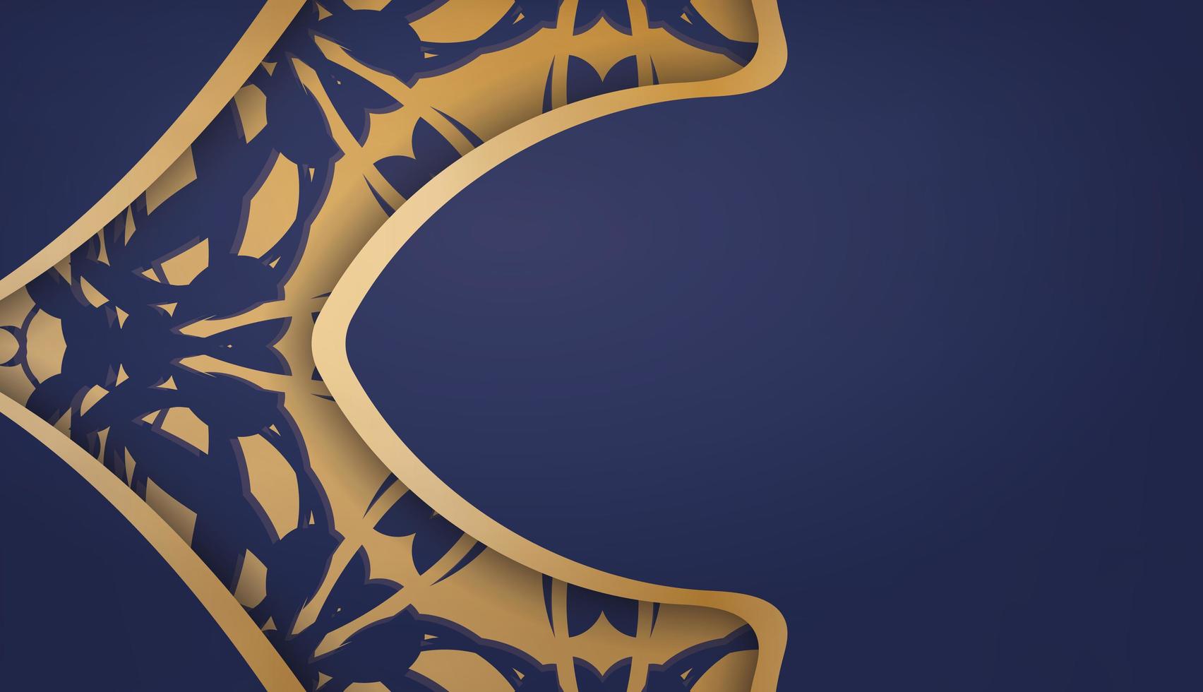 banner azul oscuro con patrón de oro abstracto para el diseño bajo su logotipo vector