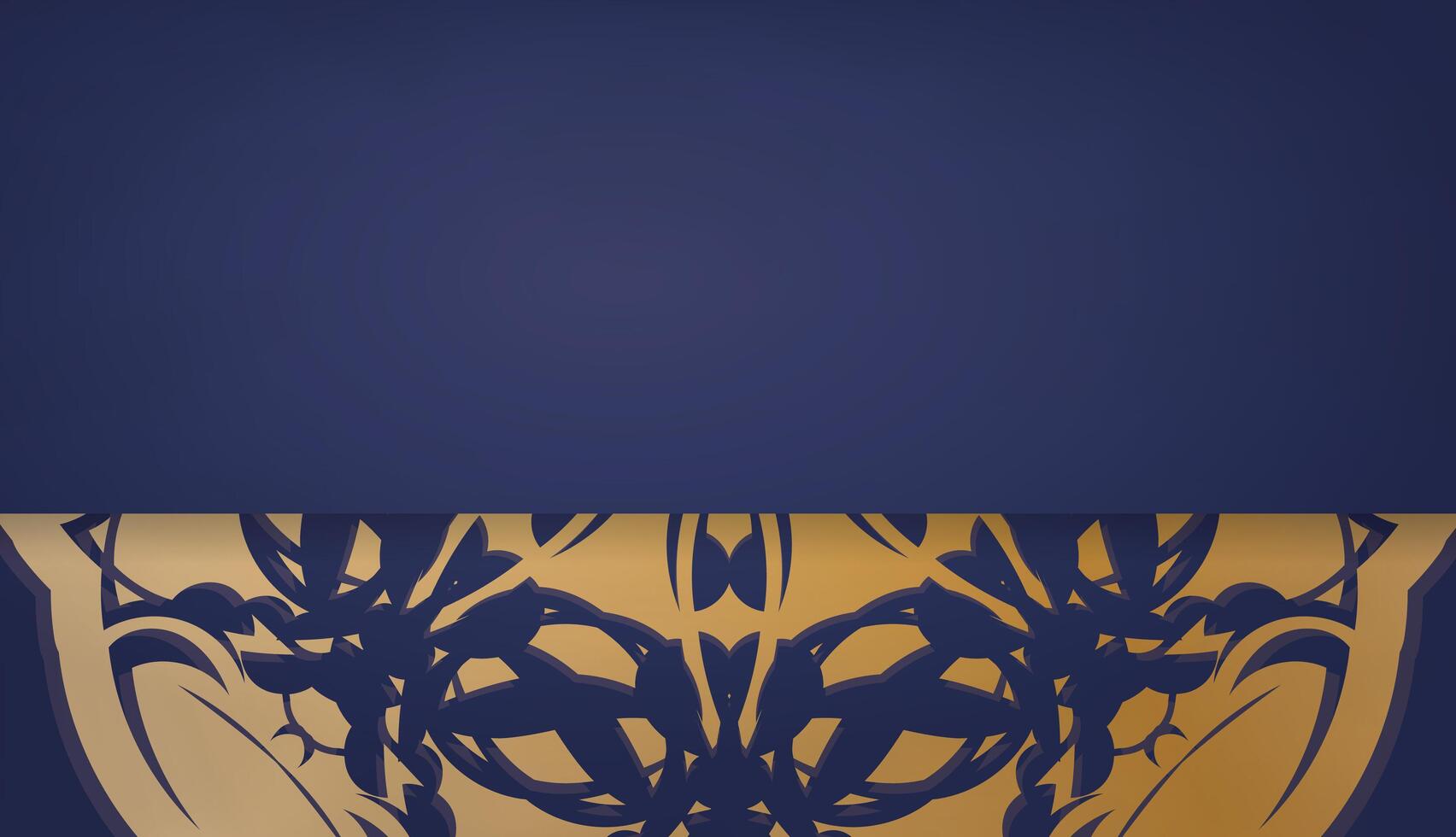 Dark blue banner with vintage gold pattern for logo design vector