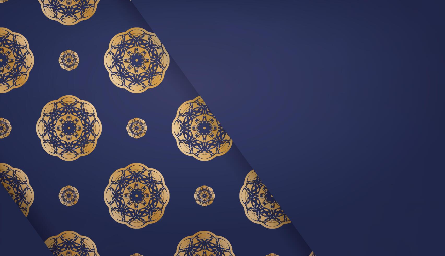 Dark blue banner with vintage gold ornament for design under your logo vector