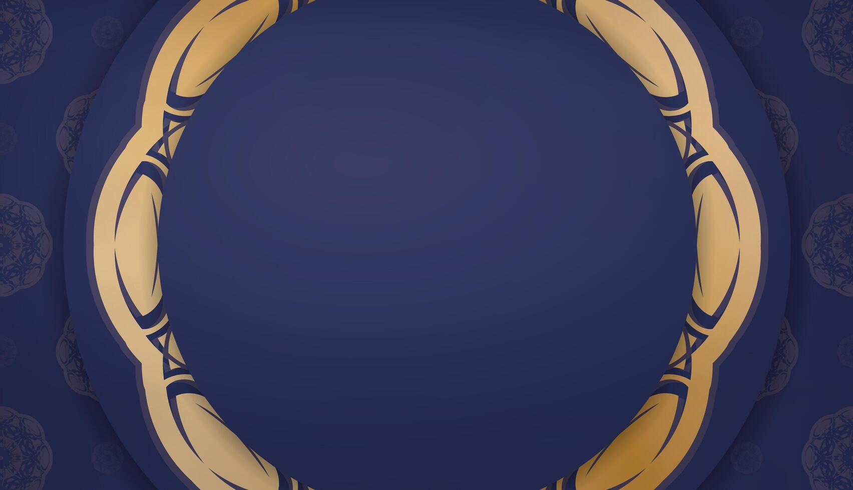 A blue and gold oval frame on a dark background vector