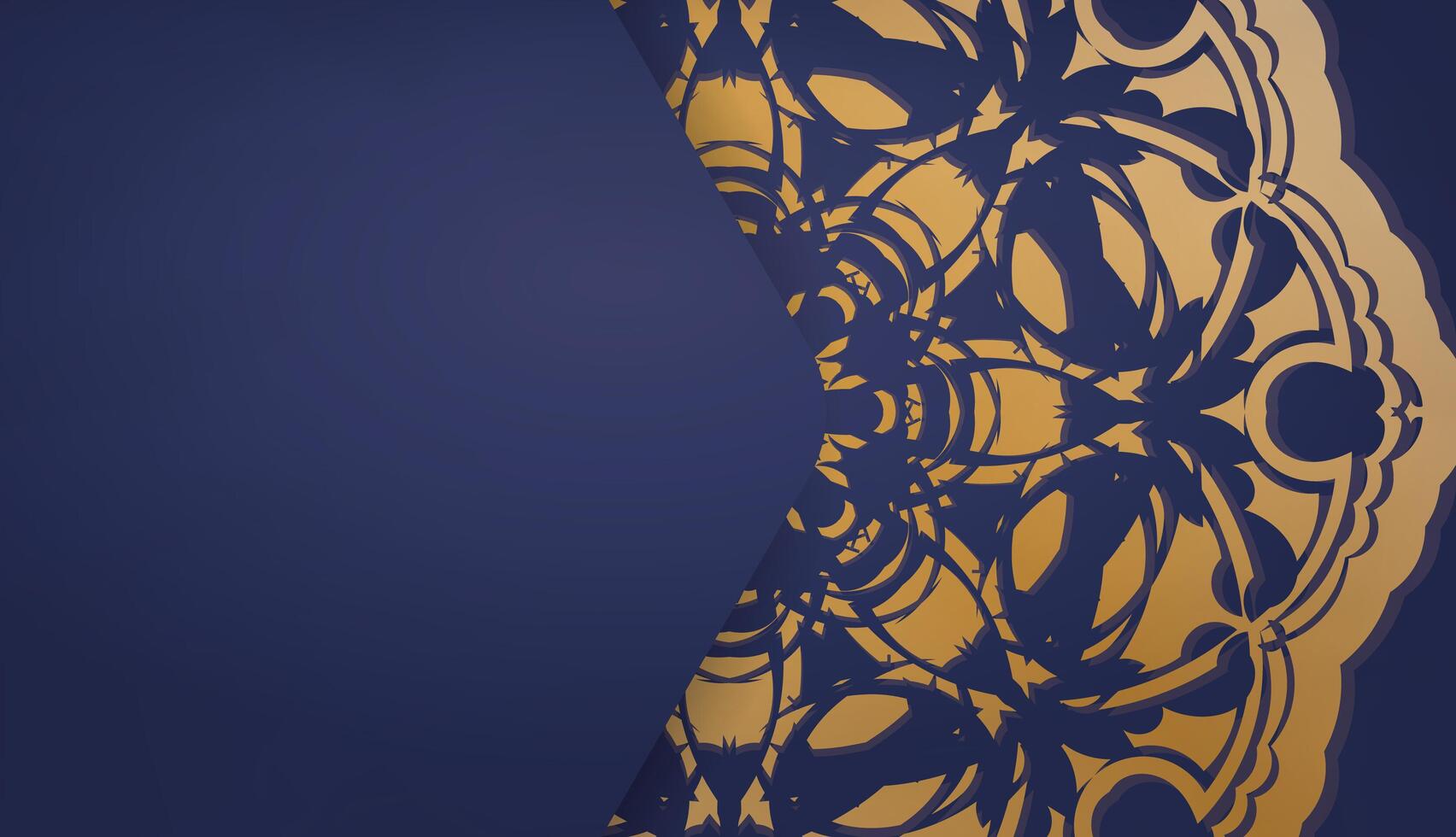 A blue and gold background with a circular pattern vector