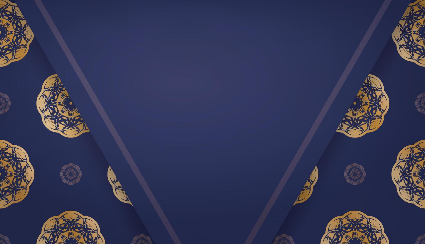 Golden oriental pattern on blue background vector