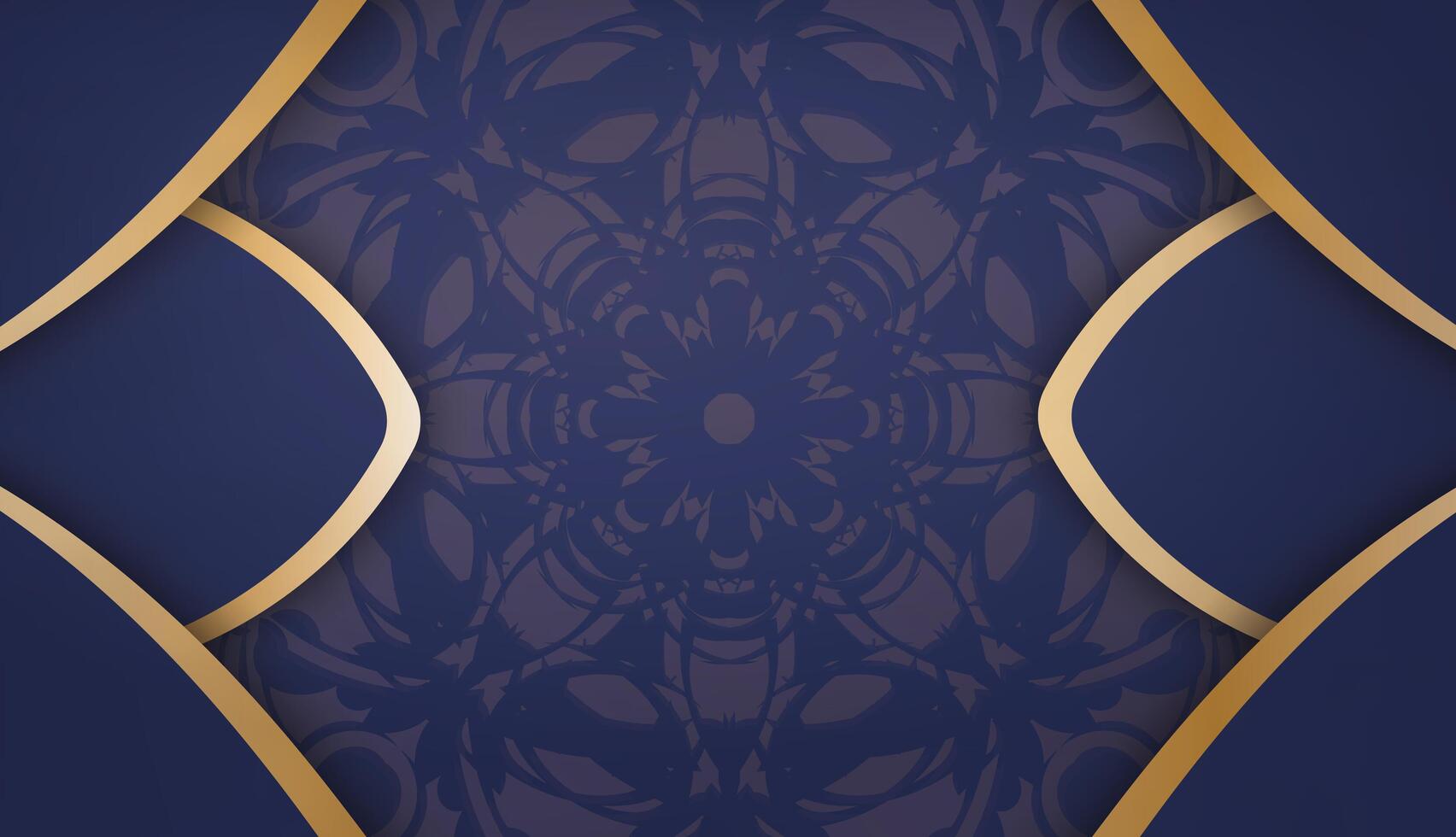 Luxury blue and gold background with a gold border vector